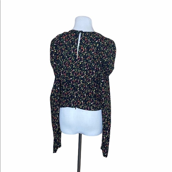 AFRM NEW Floral Print Puff Sleeve Crop Blouse M - Picture 4 of 11